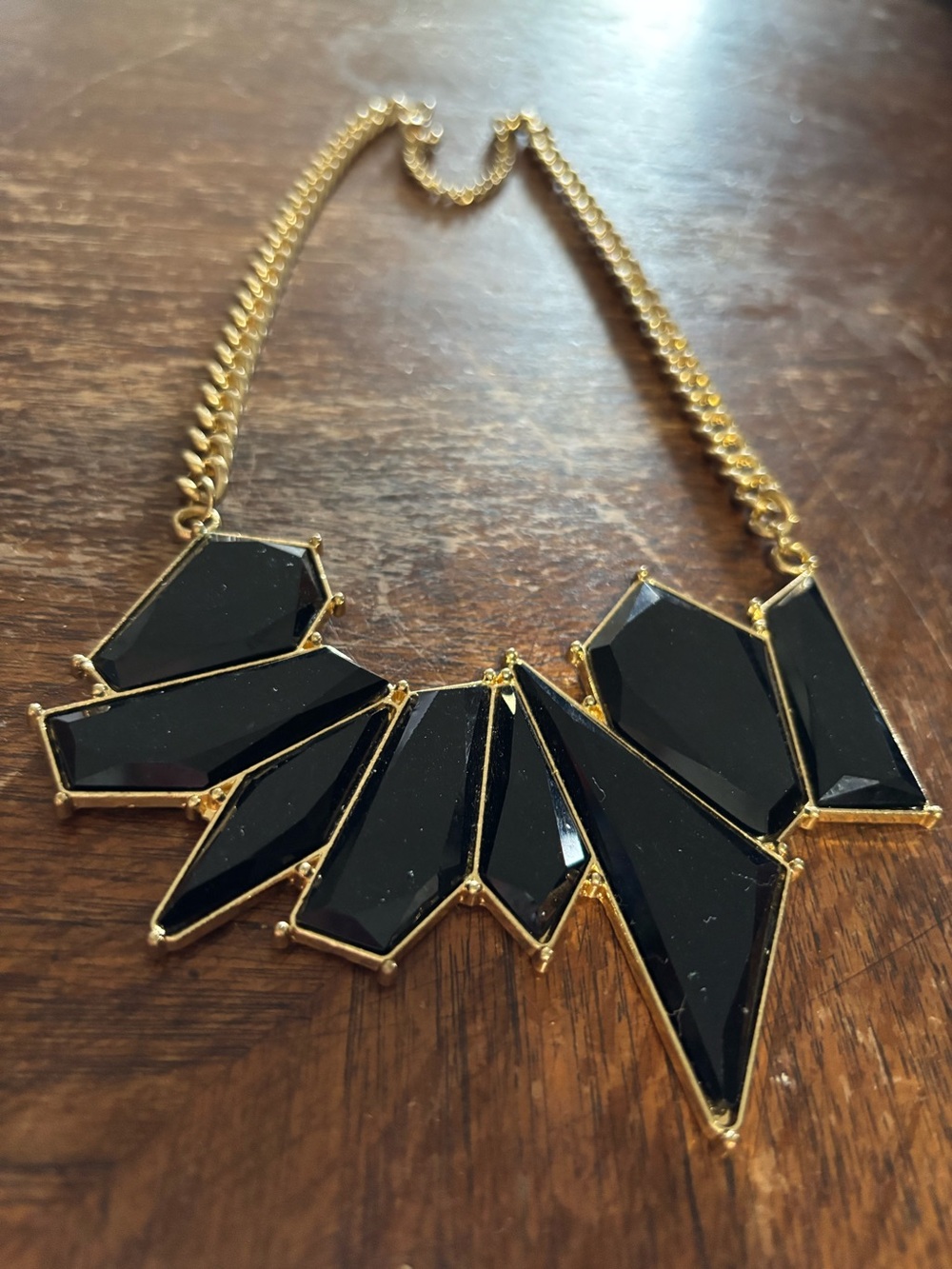 Gold-Tone Black Geometric Statement Necklace - Women Jewelry